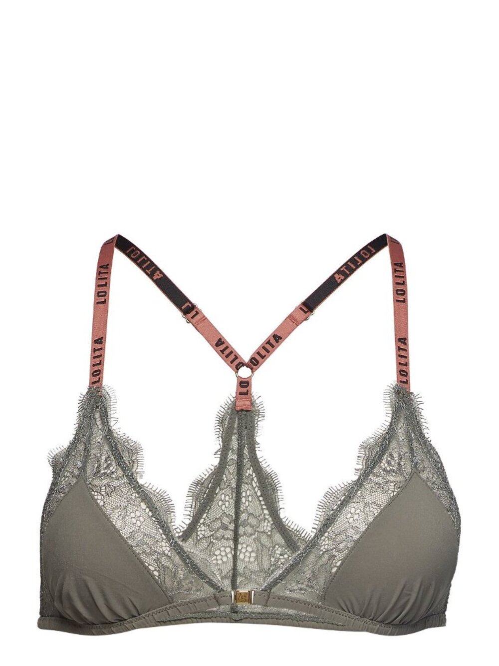 Love Stories Satin Lace Bralette Sage Green Racerback Front Closure Size 2 EUC